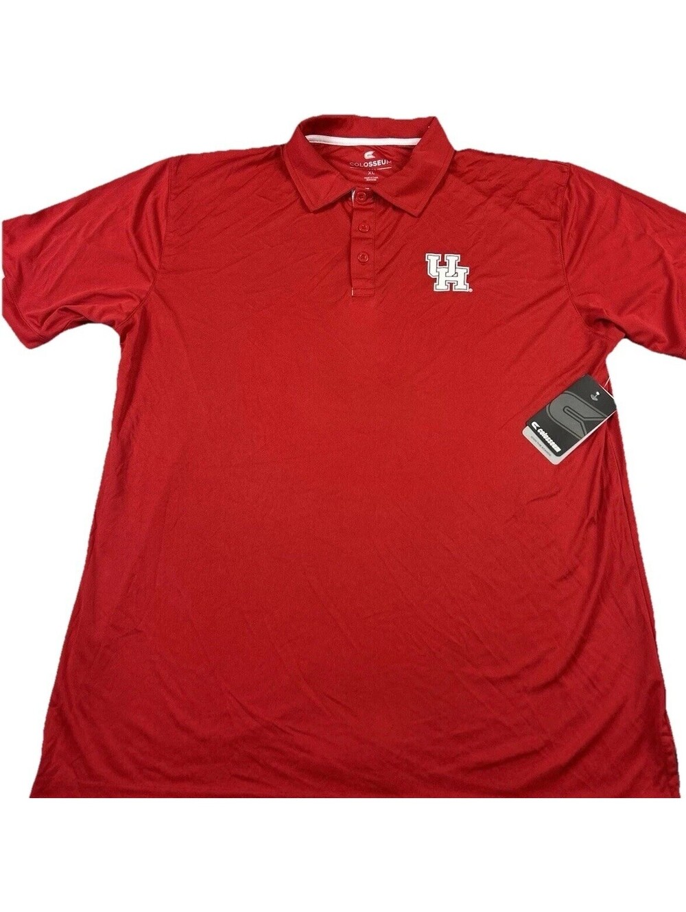 Houston Cougars Men's Polo Size XL Red 1/4 Button Down Stretchy Colosseum New